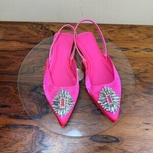 Open Edit Kendall Ornament Pointed Toe Slingback Flat